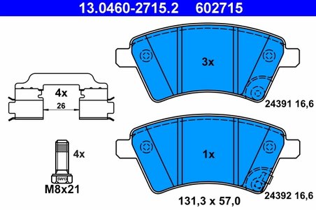 SET PLACUTE FRANA ATE 13.0460-2715.2 - Compatibil cu FIAT, SUZUKI