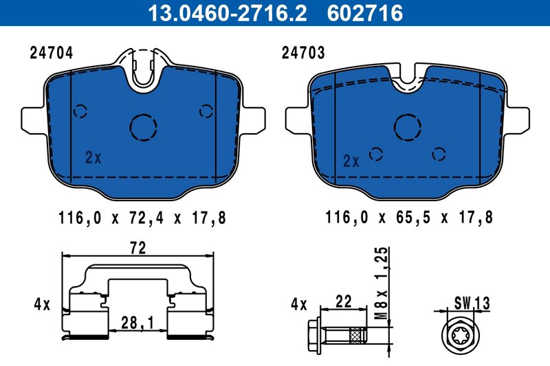 Set placute frana ATE 13.0460-2716.2