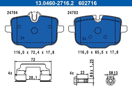 Set placute frana ATE 13.0460-2716.2