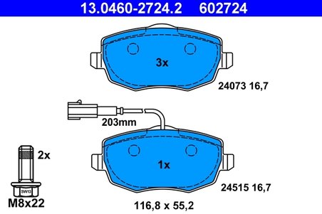 Set placute frana ATE 13.0460-2724.2