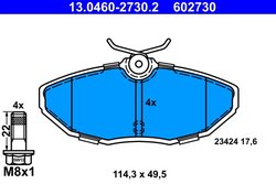 SET PLACUTE FRANA ATE 13.0460-2730.2 - Compatibil cu JAGUAR