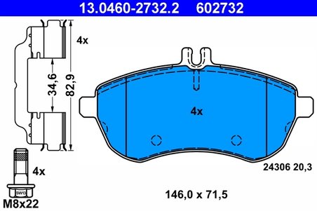 Set placute frana ATE 13.0460-2732.2