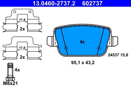 Set placute frana ATE 13.0460-2737.2