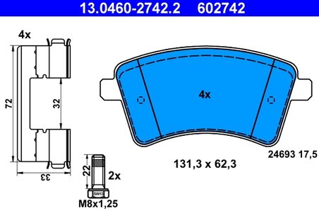 Set placute frana ATE 13.0460-2742.2