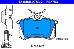Set placute frana ATE 13.0460-2753.2