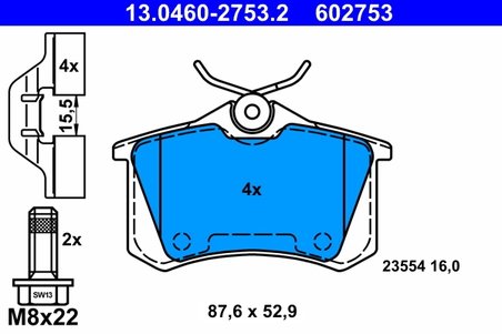 SET PLACUTE FRANA ATE 13.0460-2753.2 - Compatibil cu RENAULT