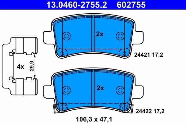 SET PLACUTE FRANA ATE 13.0460-2755.2 - Compatibil cu CHEVROLET, OPEL, SAAB, VAUXHALL