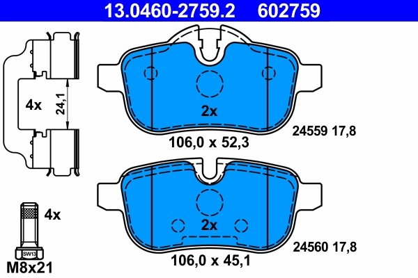 SET PLACUTE FRANA ATE 13.0460-2759.2 - Compatibil cu BMW