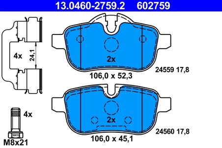 SET PLACUTE FRANA ATE 13.0460-2759.2 - Compatibil cu BMW