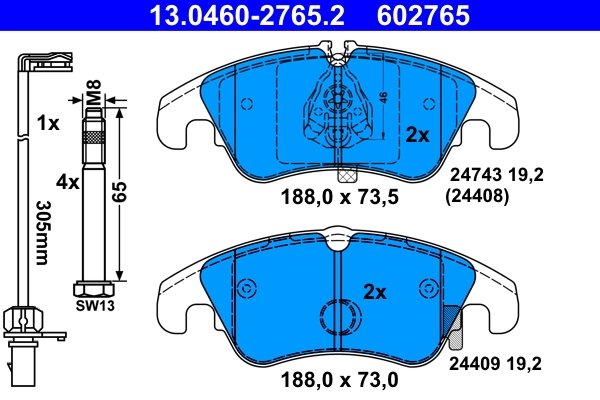 Set placute frana ATE 13.0460-2765.2