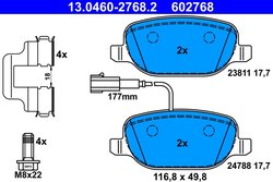 SET PLACUTE FRANA ATE 13.0460-2768.2 - Compatibil cu ALFA ROMEO