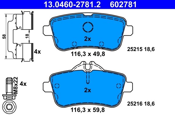 SET PLACUTE FRANA ATE 13.0460-2781.2 - Compatibil cu MERCEDES-BENZ