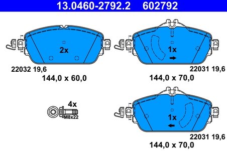 SET PLACUTE FRANA ATE 13.0460-2792.2 - Compatibil cu MERCEDES-BENZ