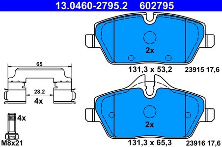 SET PLACUTE FRANA ATE 13.0460-2795.2 - Compatibil cu BMW, MINI
