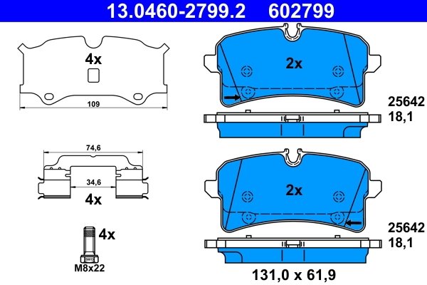 SET PLACUTE FRANA ATE 13.0460-2799.2 - Compatibil cu PORSCHE