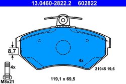 SET PLACUTE FRANA ATE 13.0460-2822.2 - Compatibil cu AUDI, VW