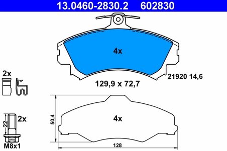 Set placute frana ATE 13.0460-2830.2