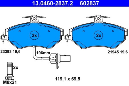Set placute frana ATE 13.0460-2837.2