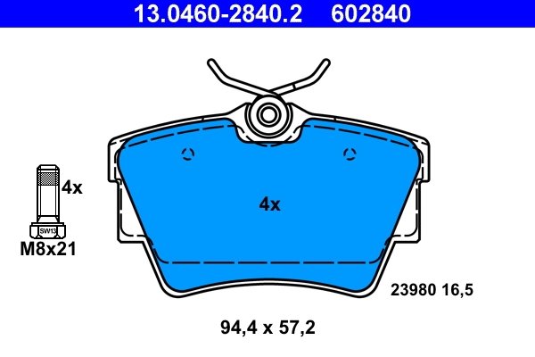 Set placute frana ATE 13.0460-2840.2
