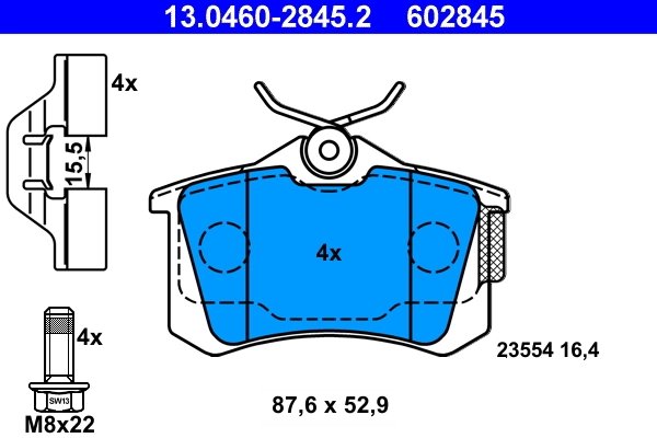 SET PLACUTE FRANA ATE 13.0460-2845.2 - Compatibil cu RENAULT
