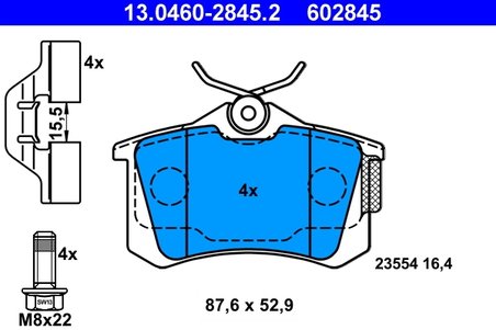 SET PLACUTE FRANA ATE 13.0460-2845.2 - Compatibil cu RENAULT