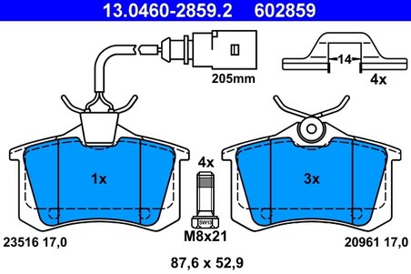 Set placute frana ATE 13.0460-2859.2