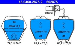 Set placute frana ATE 13.0460-2875.2