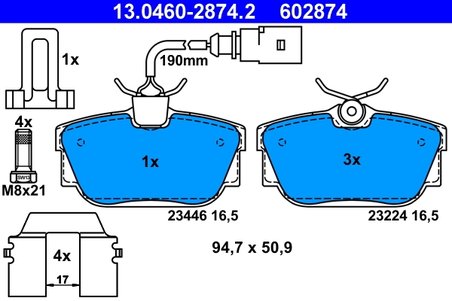 Set placute frana ATE 13.0460-2874.2