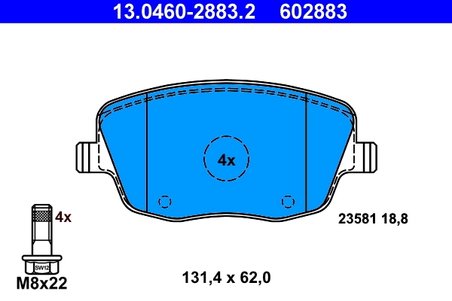 SET PLACUTE FRANA ATE 13.0460-2883.2 - Compatibil cu SEAT, SKODA, VW