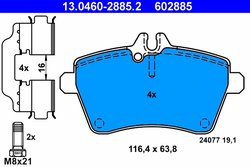 SET PLACUTE FRANA ATE 13.0460-2885.2 - Compatibil cu MERCEDES-BENZ