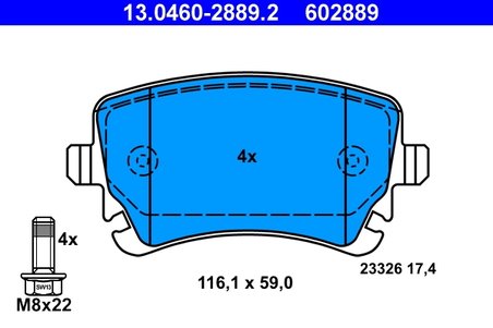 SET PLACUTE FRANA ATE 13.0460-2889.2 - Compatibil cu AUDI