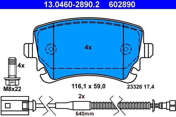 SET PLACUTE FRANA ATE 13.0460-2890.2 - Compatibil cu VW