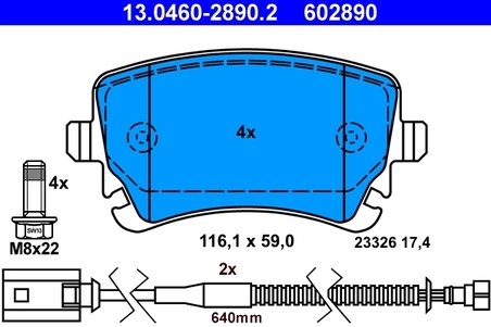 SET PLACUTE FRANA ATE 13.0460-2890.2 - Compatibil cu VW