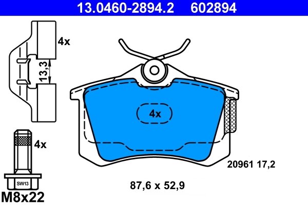 SET PLACUTE FRANA ATE 13.0460-2894.2 - Compatibil cu AUDI, SEAT, SKODA, VW