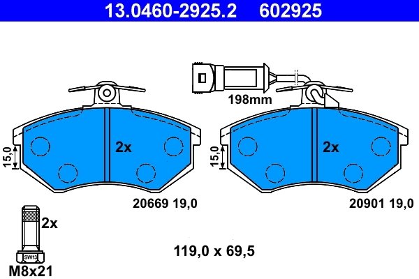 Set placute frana ATE 13.0460-2925.2