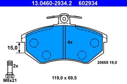 Set placute frana ATE 13.0460-2934.2