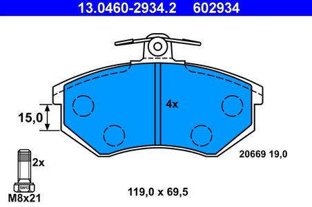 SET PLACUTE FRANA ATE 13.0460-2934.2 - Compatibil cu AUDI