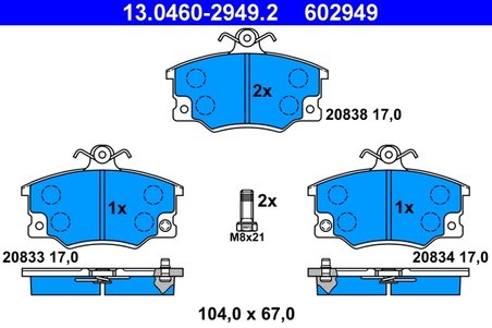Set placute frana ATE 13.0460-2949.2