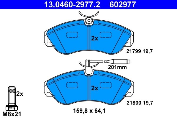 SET PLACUTE FRANA ATE 13.0460-2977.2 - Compatibil cu CITROEN, FIAT, PEUGEOT