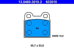 SET PLACUTE FRANA ATE 13.0460-3010.2 - Compatibil cu ALFA ROMEO, DAF, NSU, OPEL, SAAB, TALBOT, VOLVO, VW