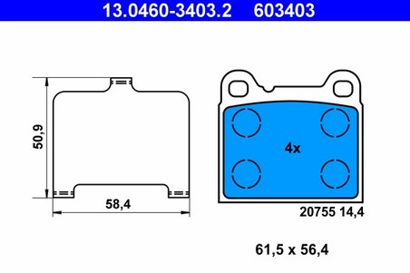 SET PLACUTE FRANA ATE 13.0460-3403.2 - Compatibil cu VOLVO