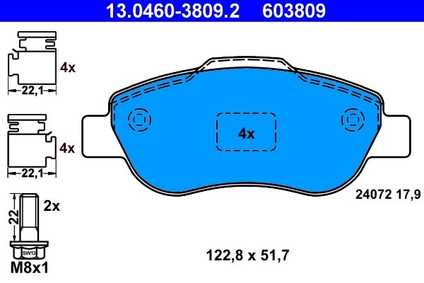 Set placute frana ATE 13.0460-3809.2