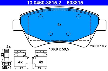 SET PLACUTE FRANA ATE 13.0460-3815.2 - Compatibil cu RENAULT