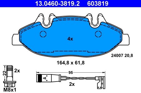 SET PLACUTE FRANA ATE 13.0460-3819.2 - Compatibil cu MERCEDES-BENZ