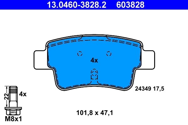 SET PLACUTE FRANA ATE 13.0460-3828.2 - Compatibil cu ABARTH, FIAT
