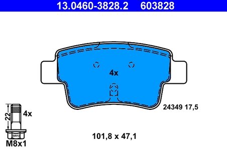 SET PLACUTE FRANA ATE 13.0460-3828.2 - Compatibil cu ABARTH, FIAT