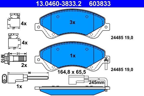 SET PLACUTE FRANA ATE 13.0460-3833.2 - Compatibil cu FORD