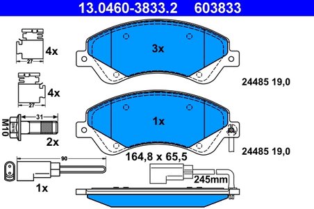 SET PLACUTE FRANA ATE 13.0460-3833.2 - Compatibil cu FORD