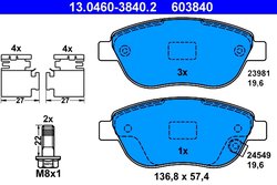 SET PLACUTE FRANA ATE 13.0460-3840.2 - Compatibil cu FIAT, OPEL, VAUXHALL