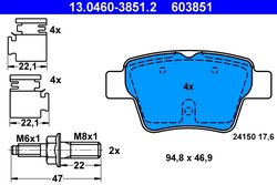 SET PLACUTE FRANA ATE 13.0460-3851.2 - Compatibil cu PEUGEOT